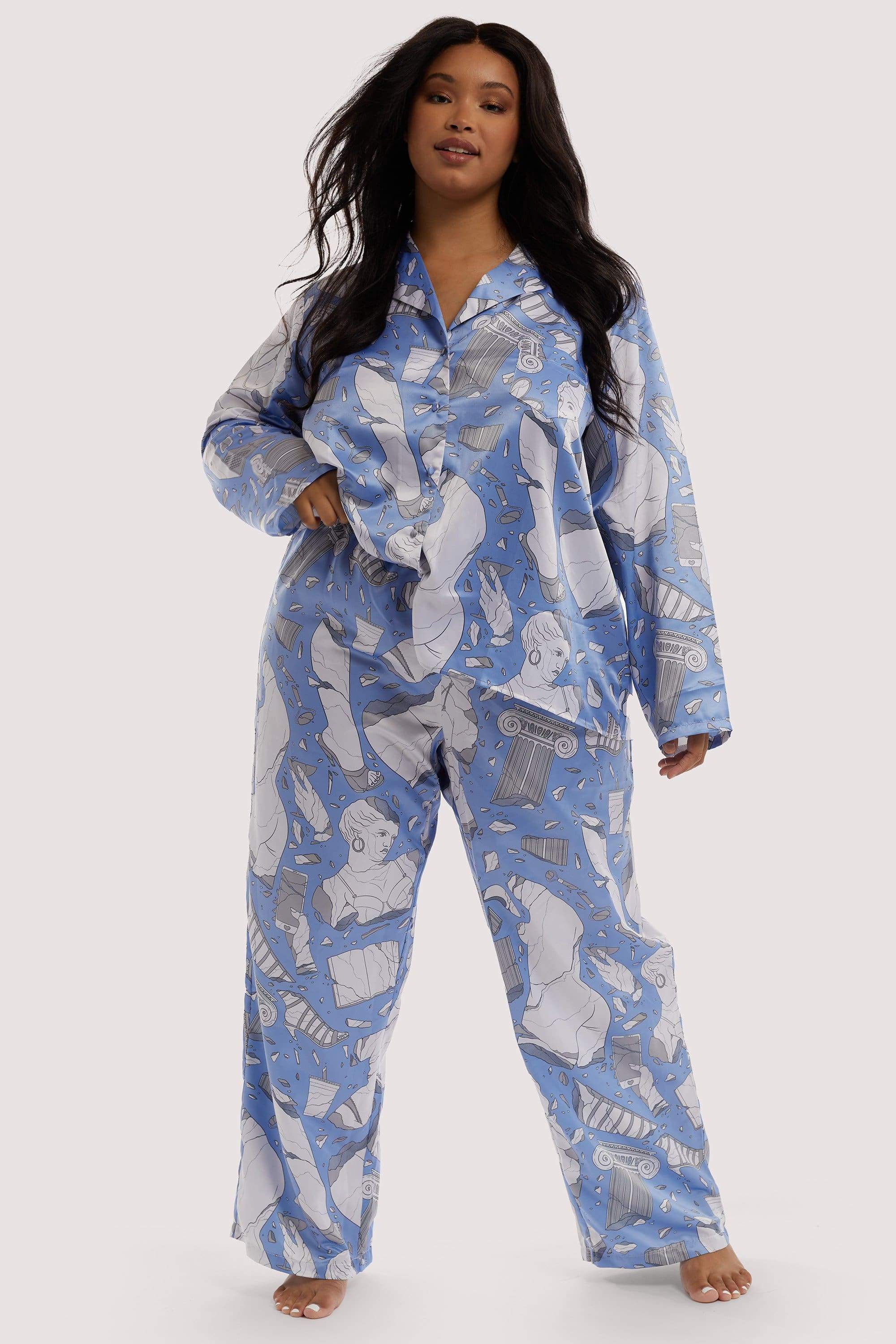 Logan Spector Recycled Blue Statues Long Sleeve Top - Image 7