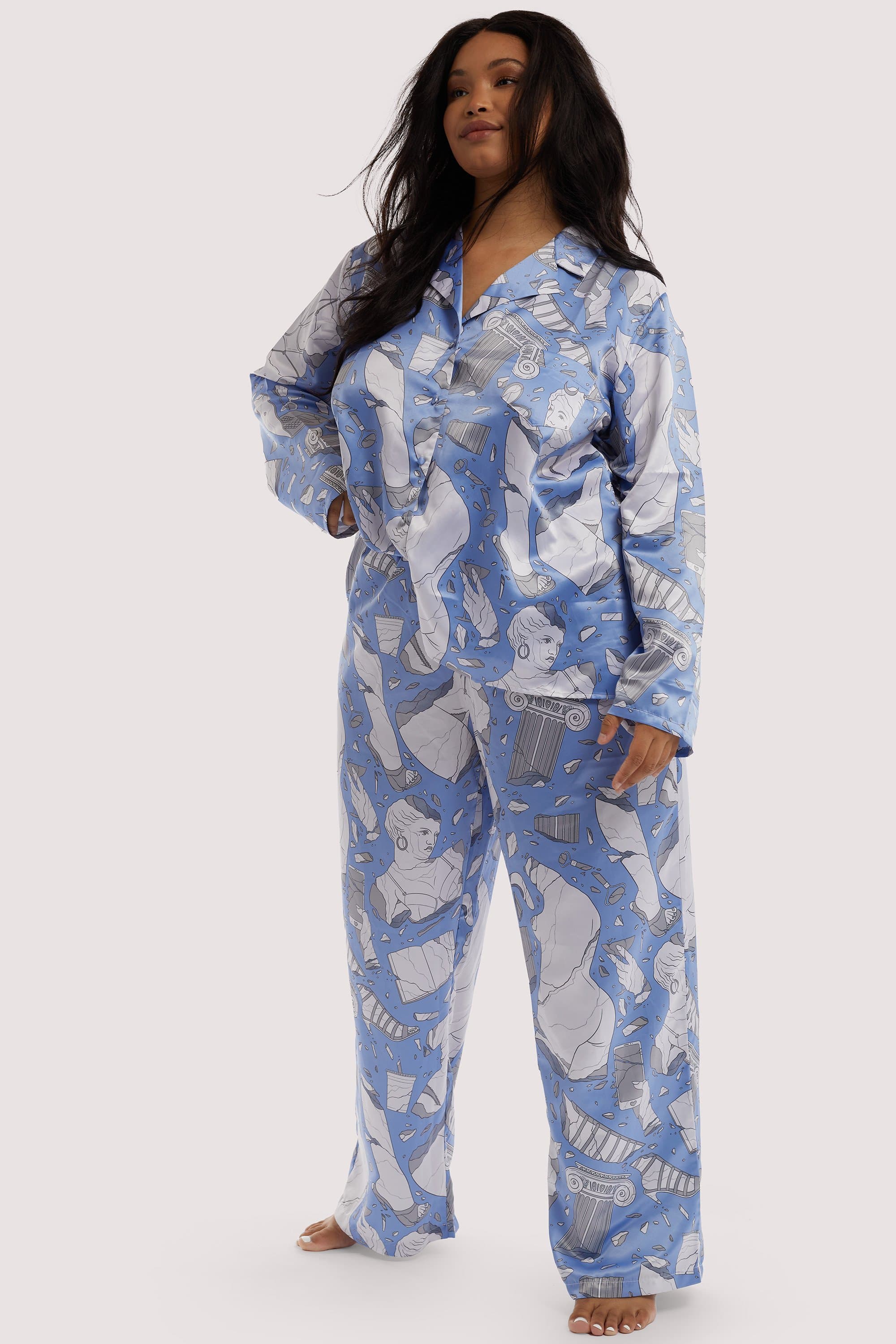 Logan Spector Recycled Blue Statues Long Sleeve Top - Image 9