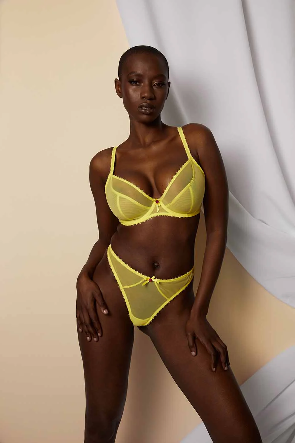Grace Lemon Yellow Plunge Bra - Image 5
