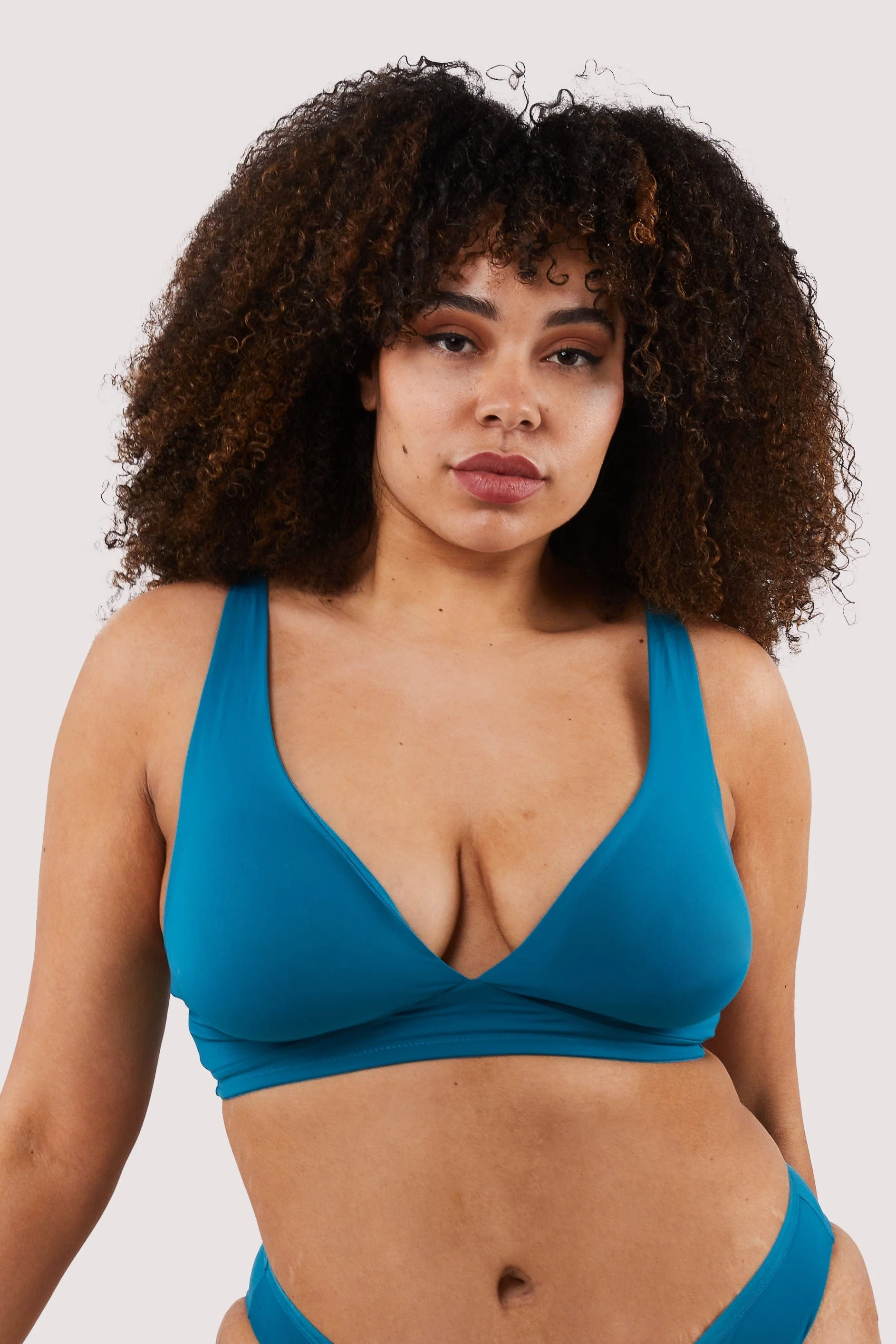 Second Skin Teal Recycled Triangle Bra - Image 4