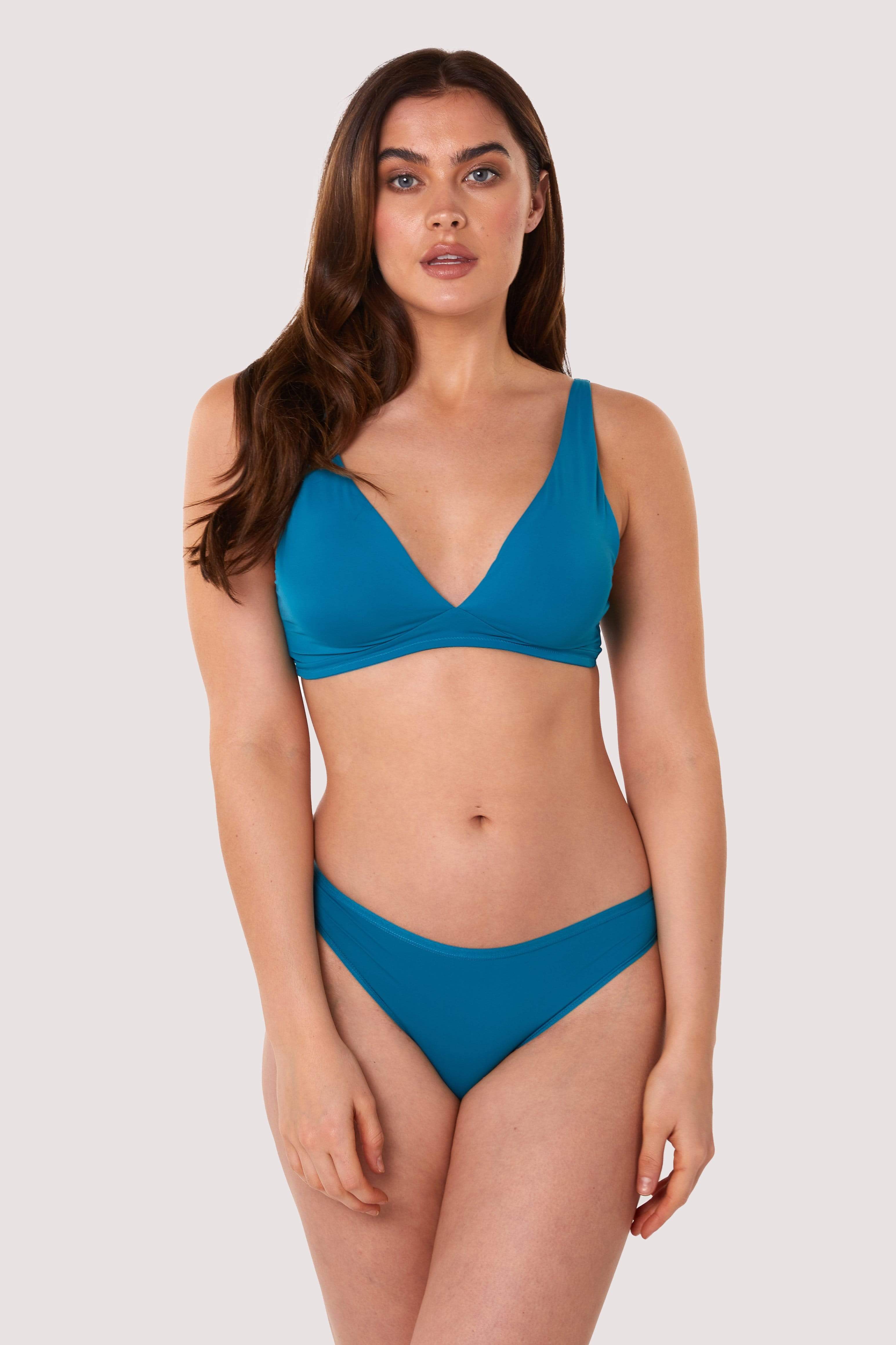 Second Skin Teal Recycled Triangle Bra - Image 8