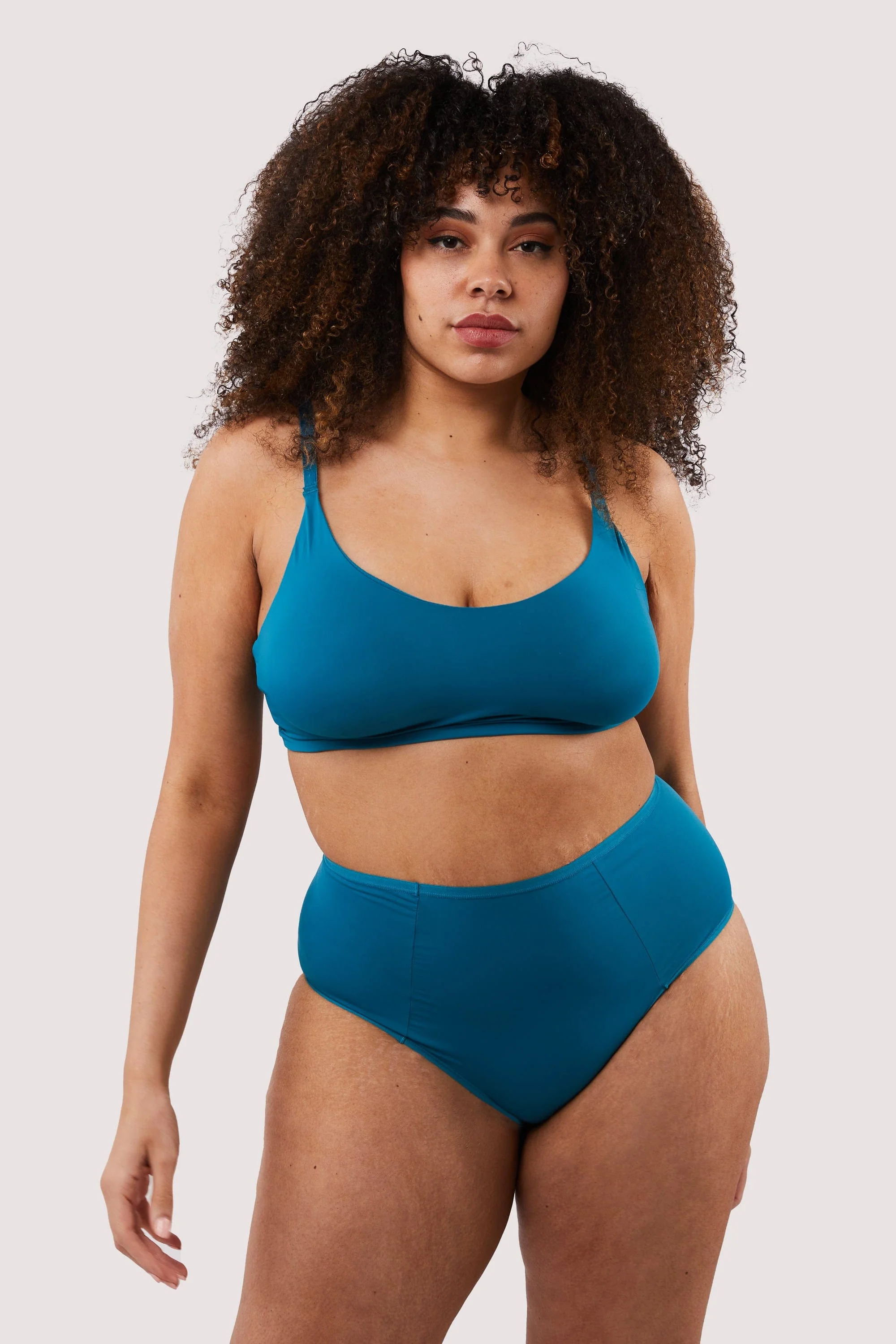 Second Skin Teal Recycled Crop Top Bra - Image 6