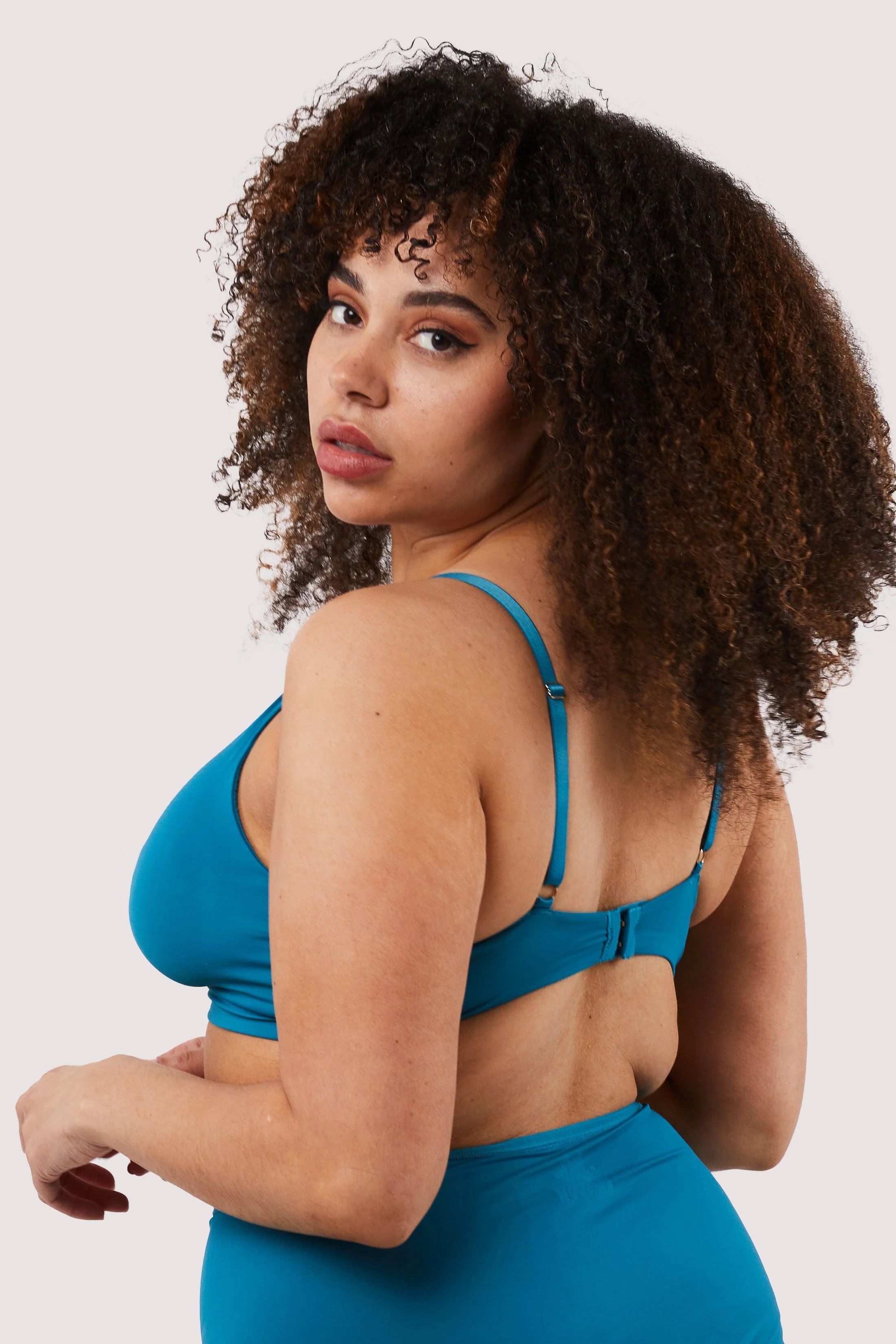 Second Skin Teal Recycled Crop Top Bra - Image 7