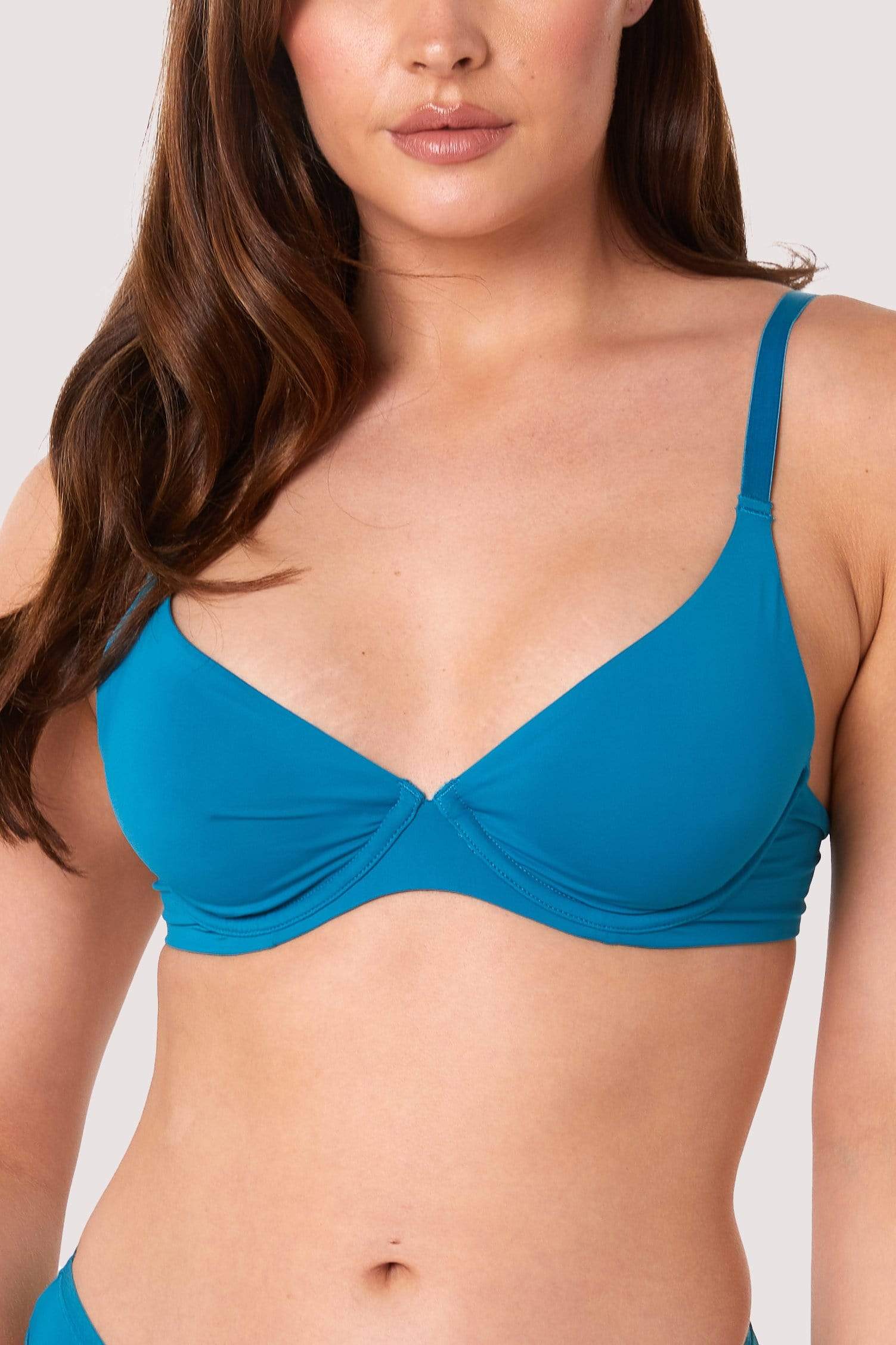 Second Skin Teal Recycled Plunge Bra - Image 3