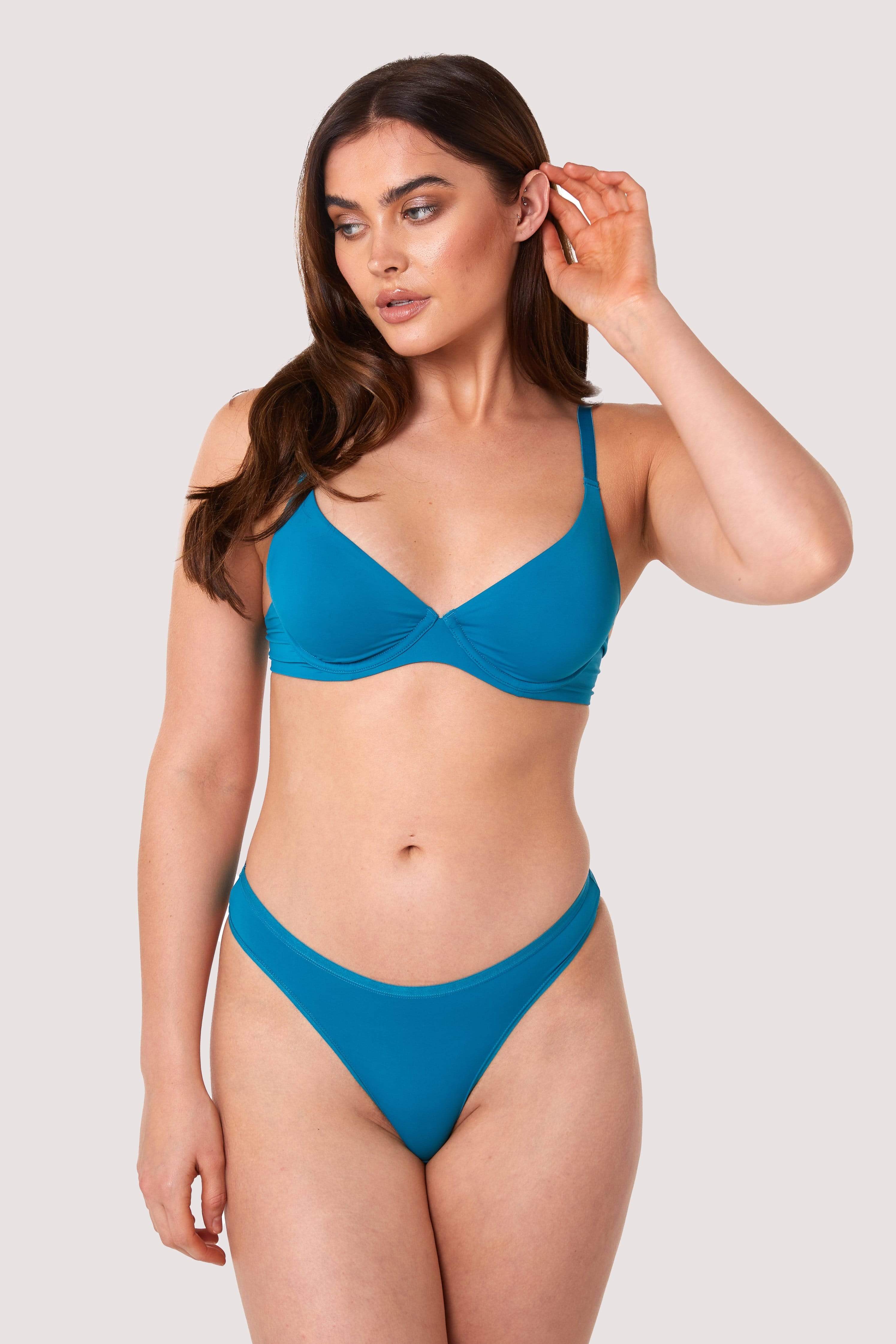 Second Skin Teal Recycled Plunge Bra - Image 5