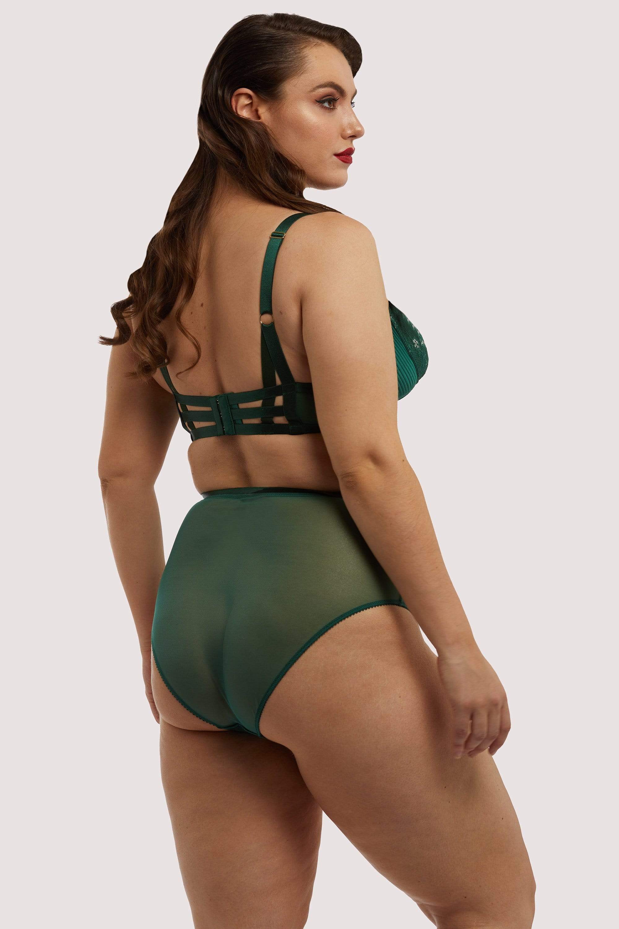Madame X Plunge Bottle Green Curve Bra - Image 5