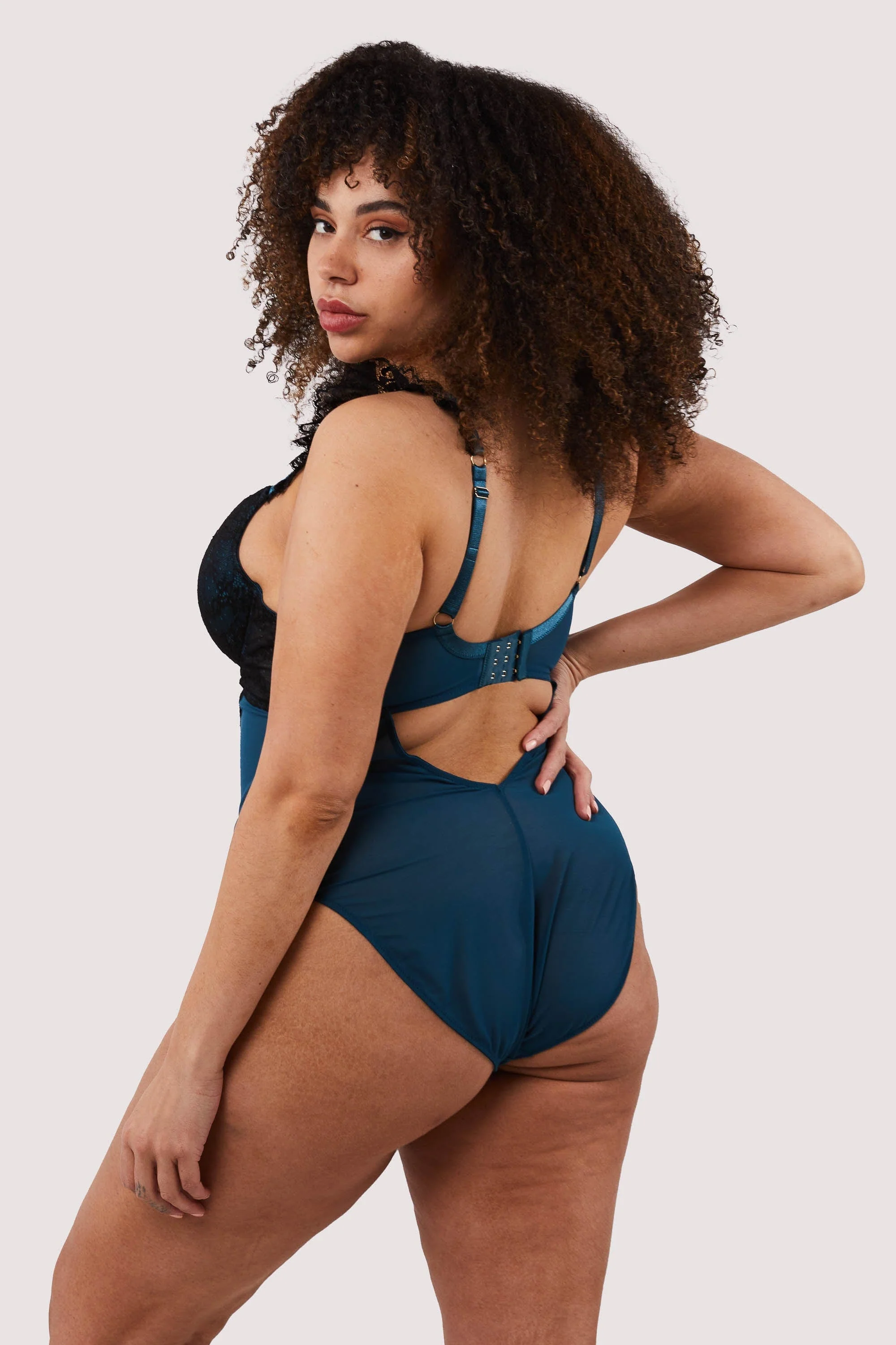 Persephone Teal and Black Wired Lace Body - Image 3