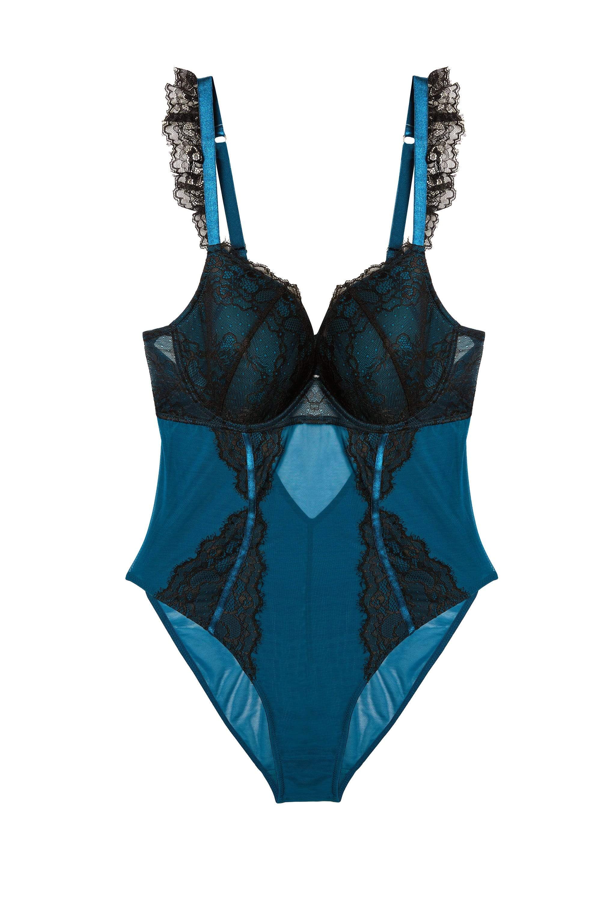 Persephone Teal and Black Wired Lace Body - Image 4
