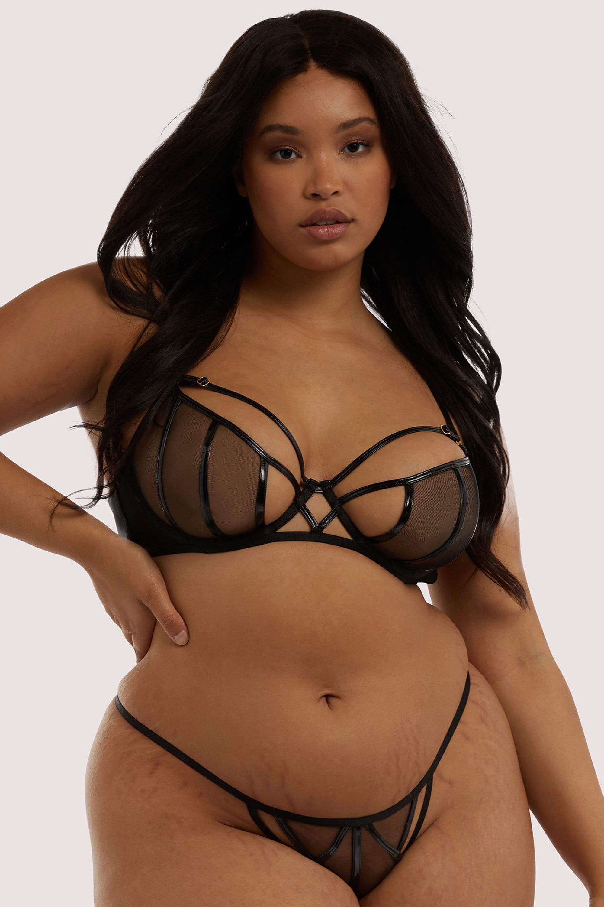 Kelly Black PVC Panelled Bra - Image 3