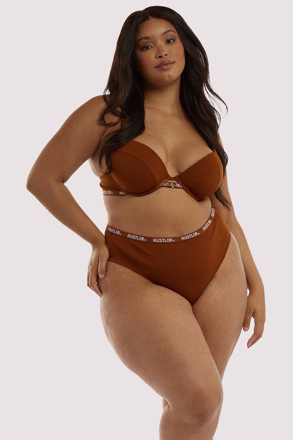 Branded Ribbed Chocolate Bra - Image 7