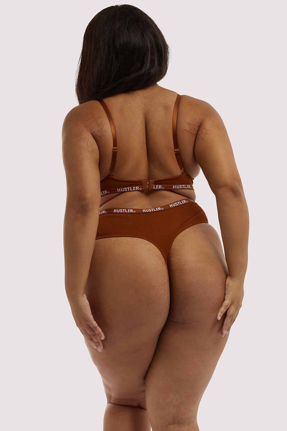 Branded Ribbed Chocolate Bra - Image 8