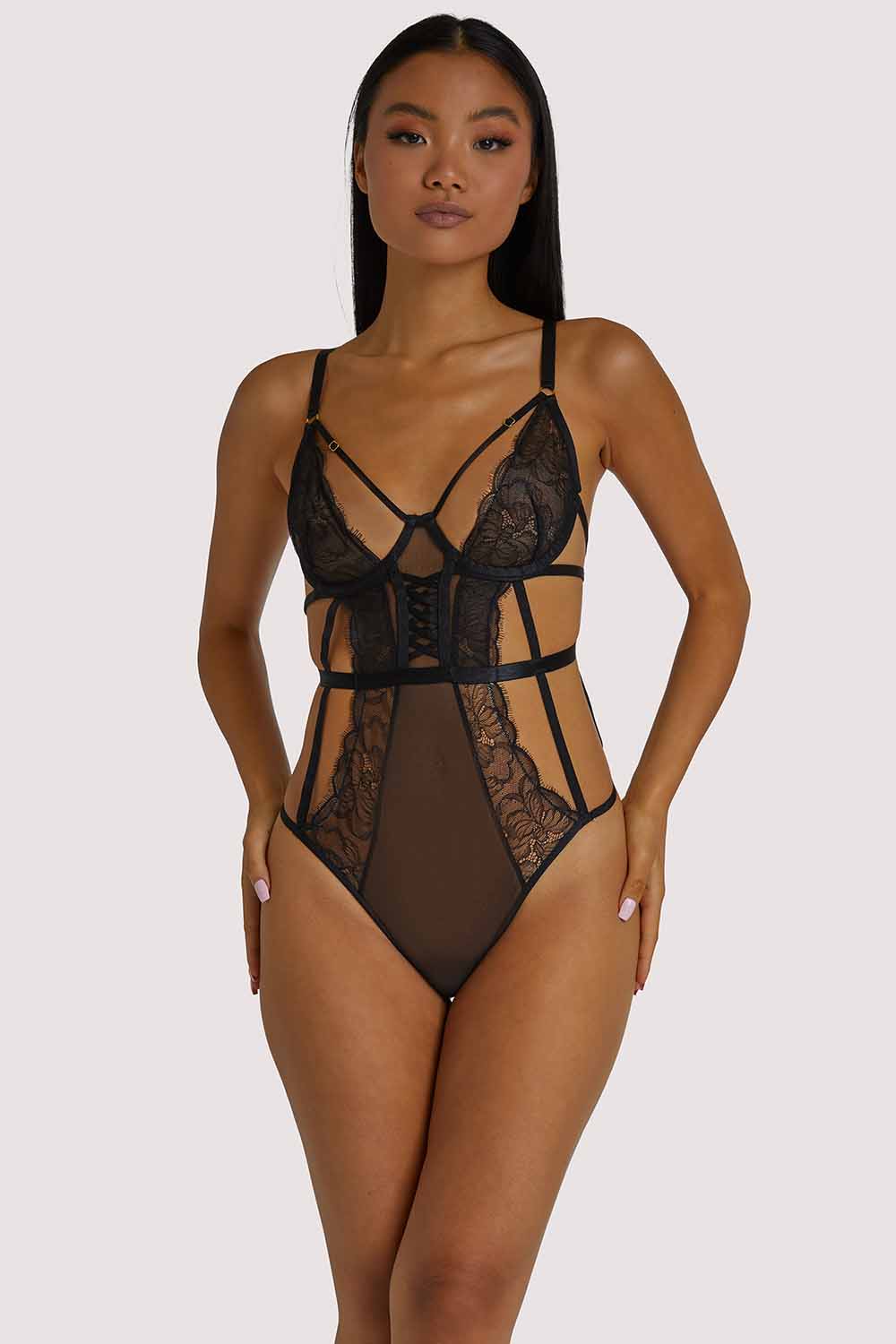 Teigan Black Lace Up Strappy Body - Image 3