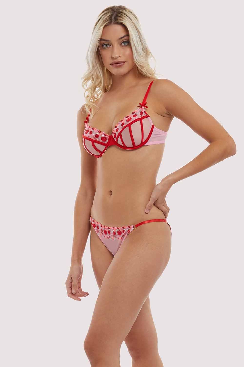 Charli Pink Embroidered Balcony bra - Image 5