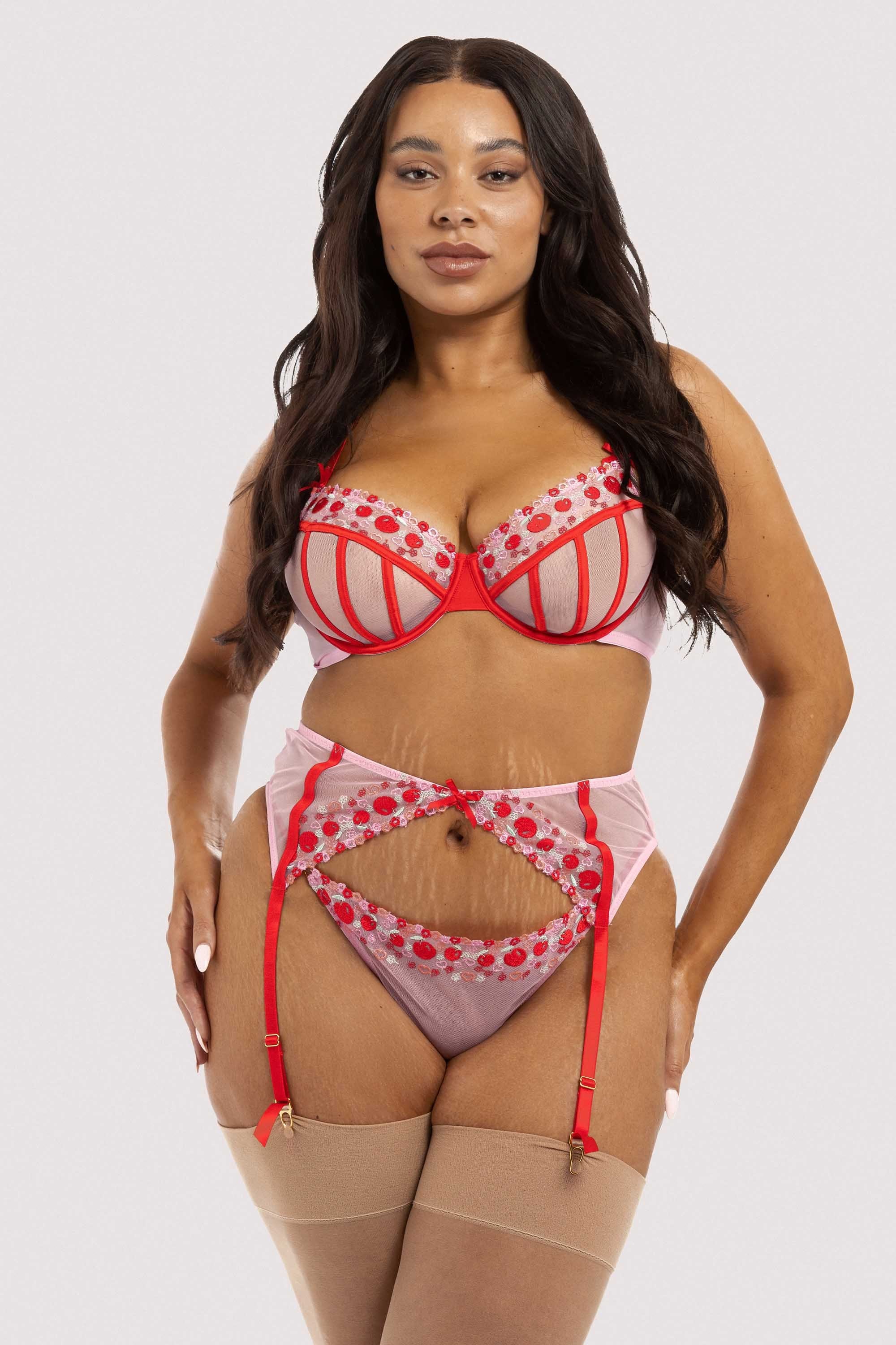 Charli Pink Embroidered Suspender Belt - Image 6