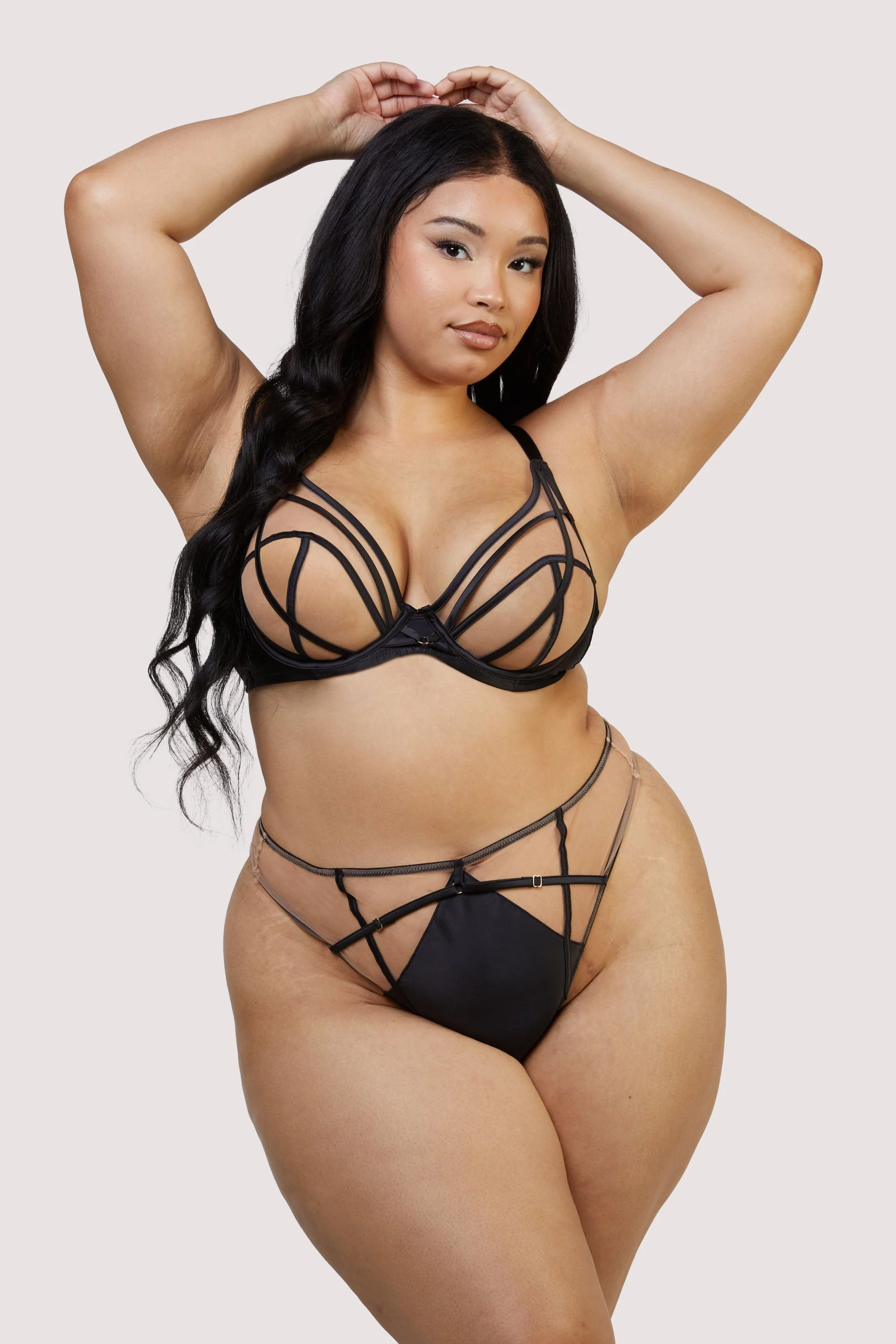 Ramona Black Mesh High Waisted Thong - Image 5