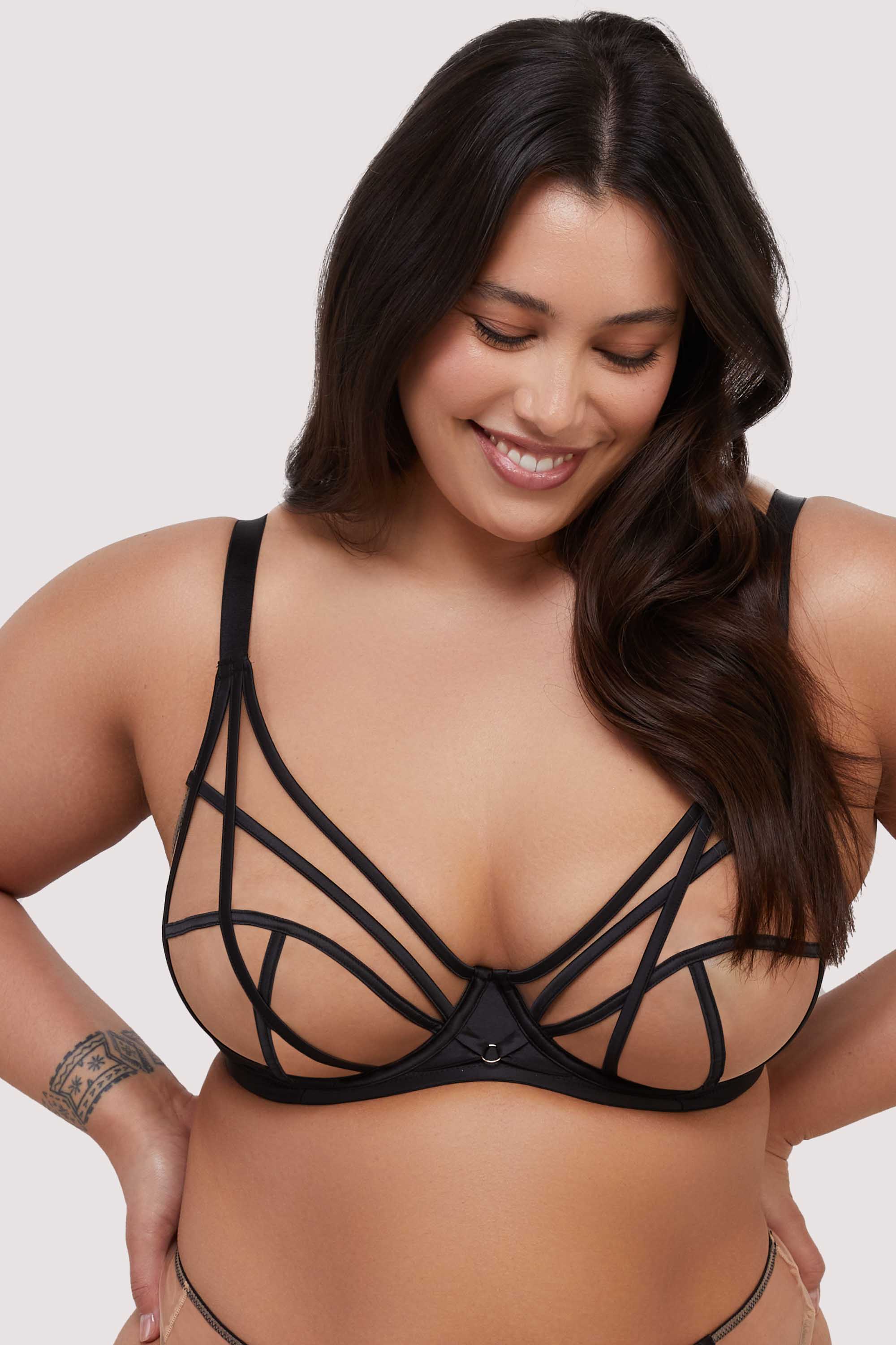 Ramona Black Mesh Plunge Bra - Image 5