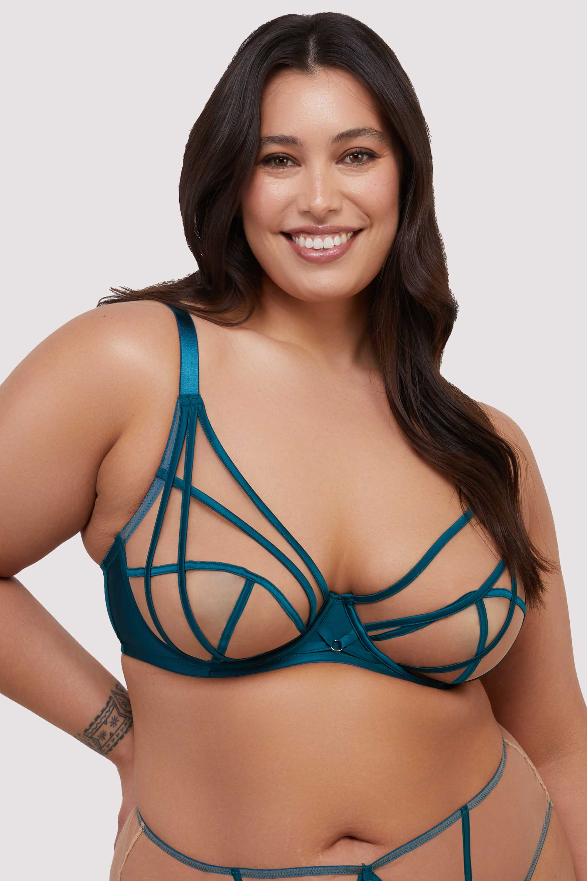 Ramona Teal Strap Detail Illusion Mesh Set - Image 4