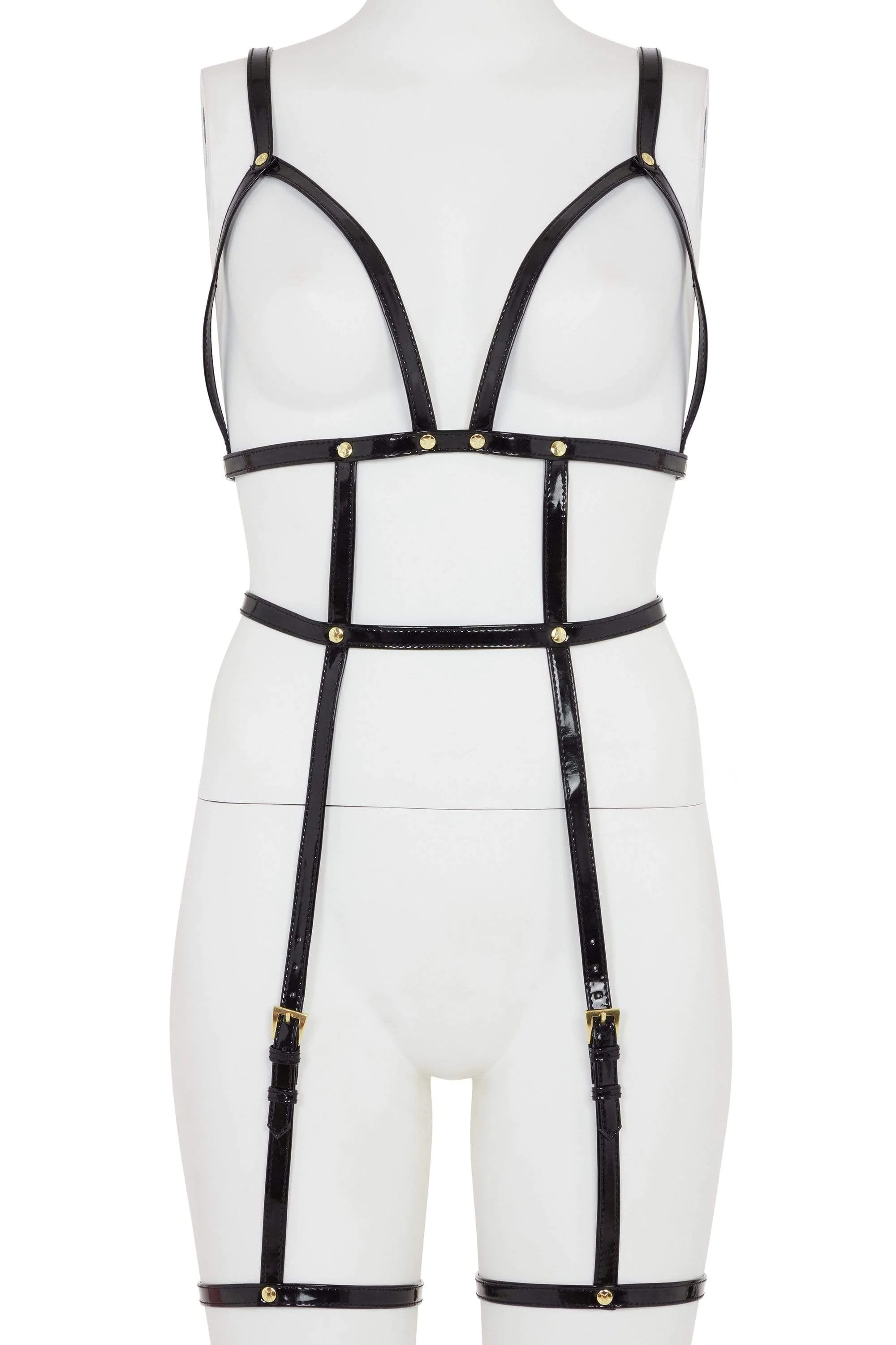Open Harness Bra With Leg Cuffs Red - Image 2