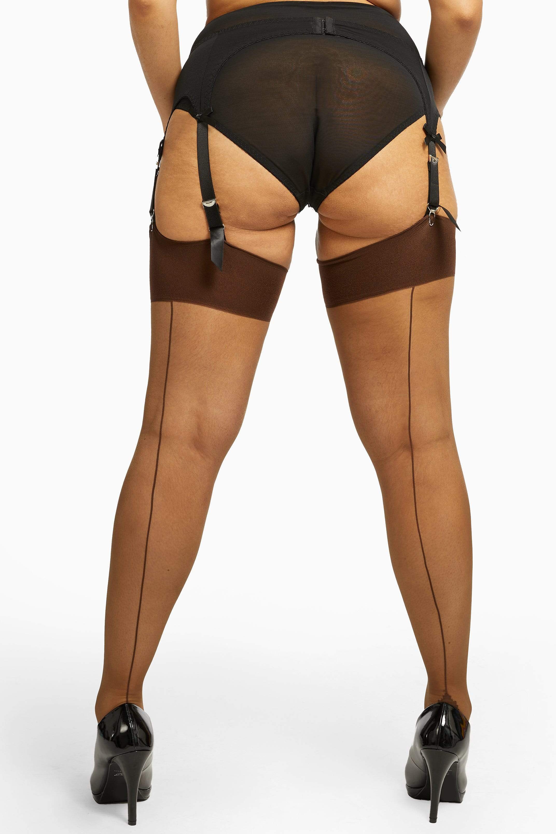 Seamed Stocking Dark Nude - Image 4