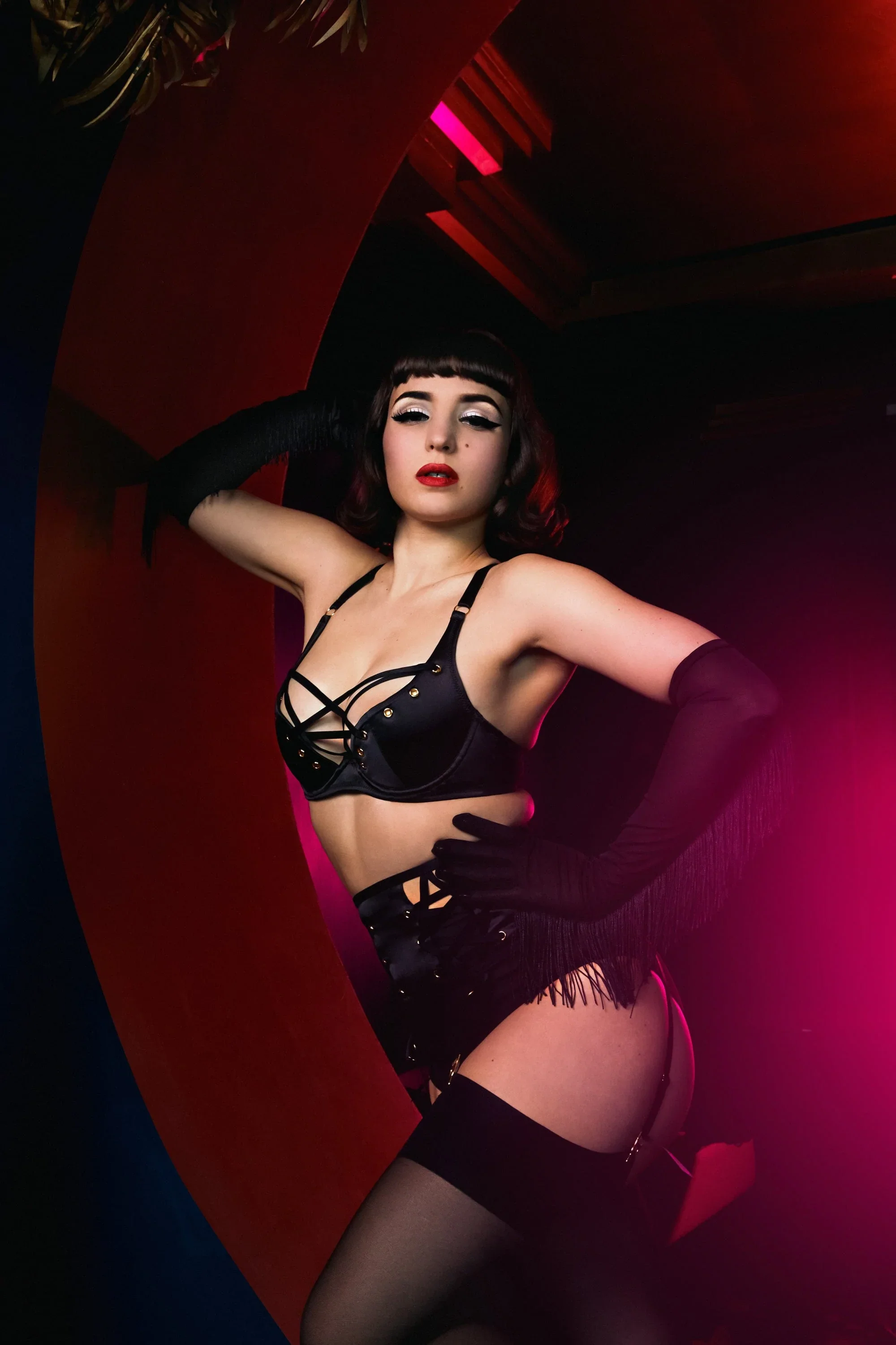Seraphina Black Strappy Pentagram Bra - Image 4