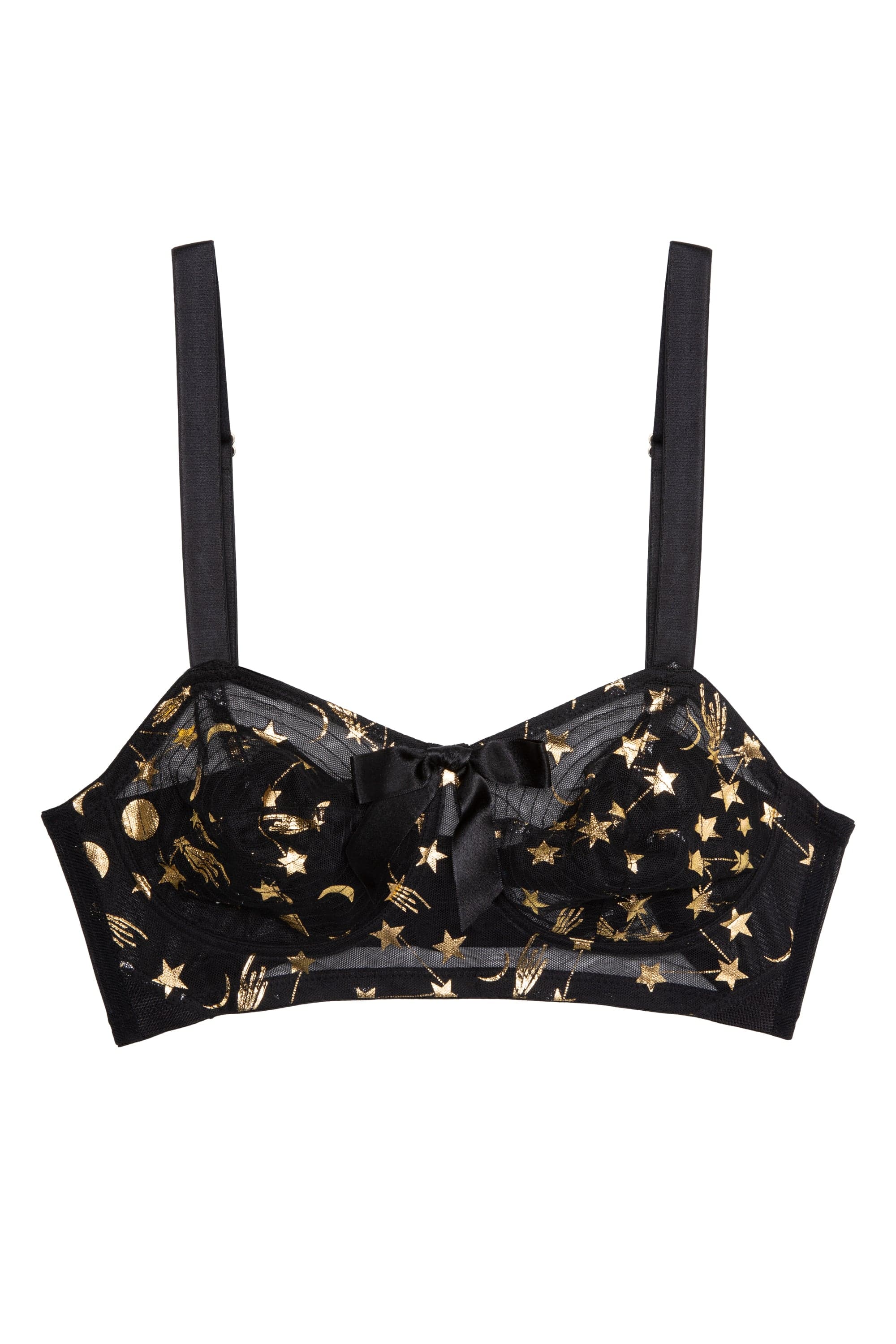 Solar Black and Gold Cosmic Print Bullet Bra - Image 6