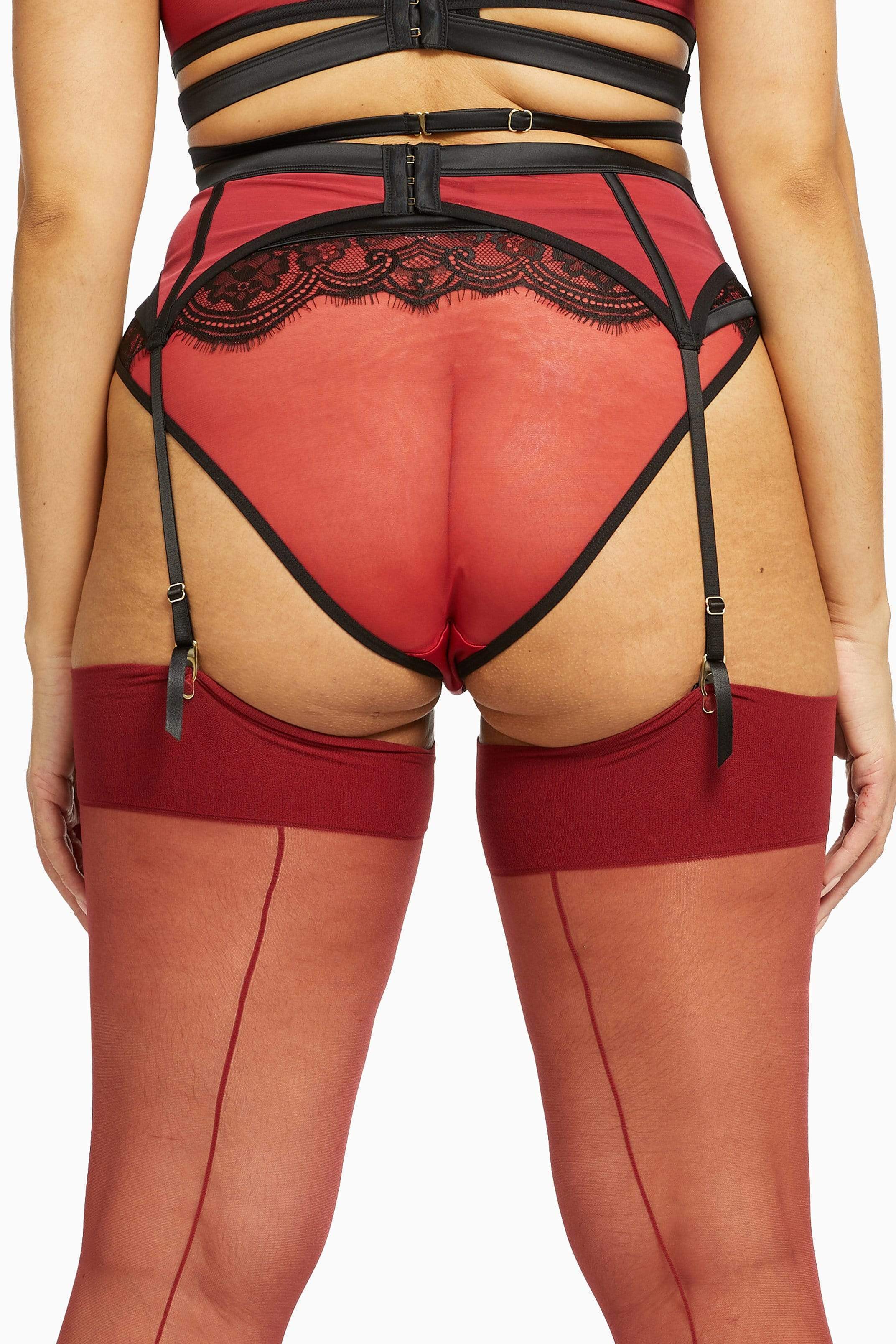 Playful Promises Tasmin Ruby Lace Suspender Belt - Image 10