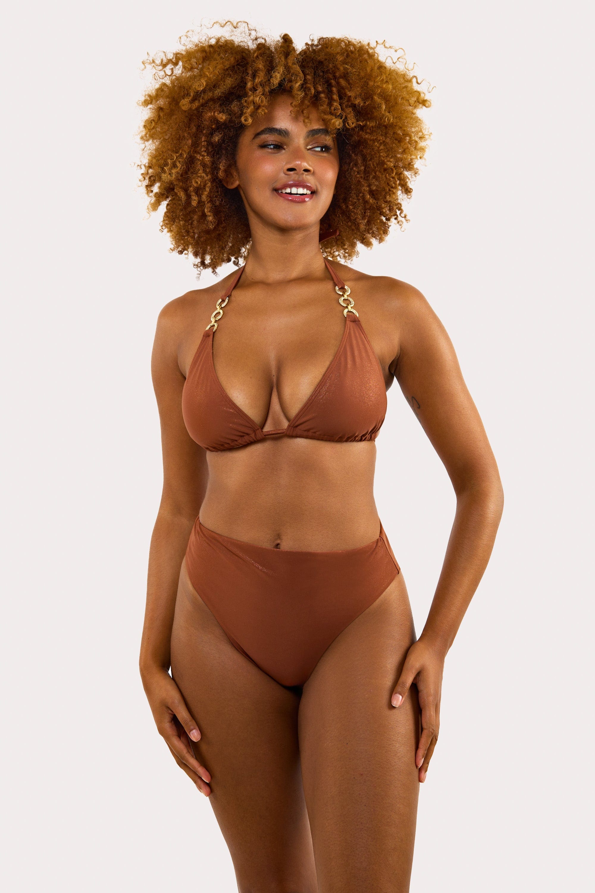Morgan Bronze Glitter Mix & Match Fuller Bust Triangle Bikini Top - Image 4