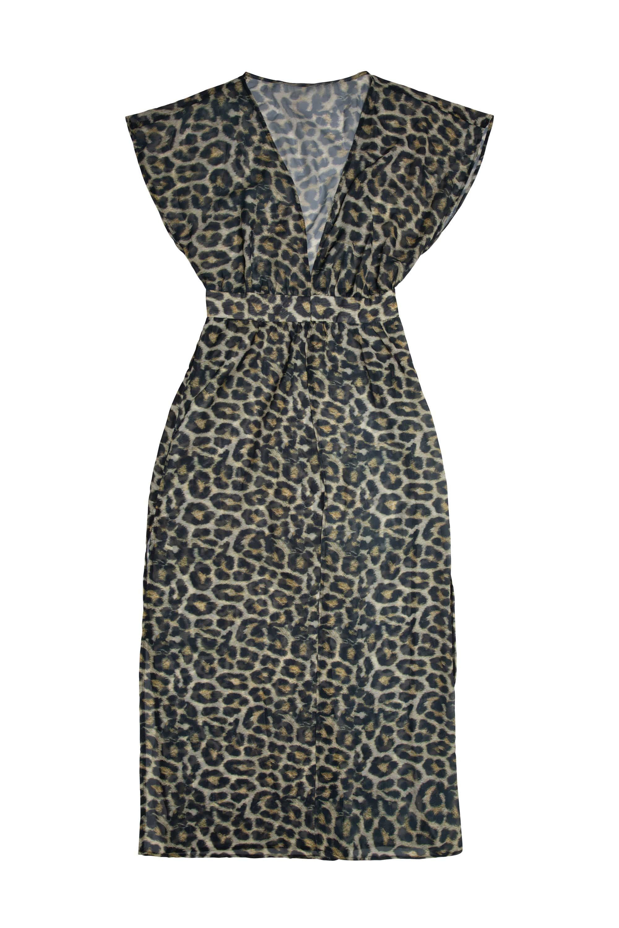 Leopard Print Maxi Cover up Beach Dress - Image 4