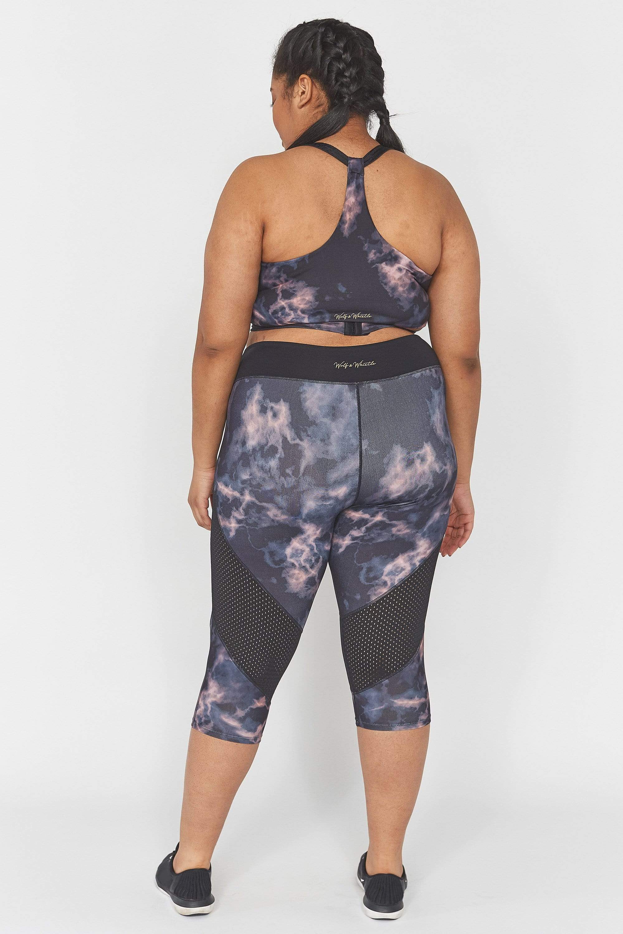 Wolf & Whistle Dark Marble Wrap Front Curve Sports Bra - Image 3