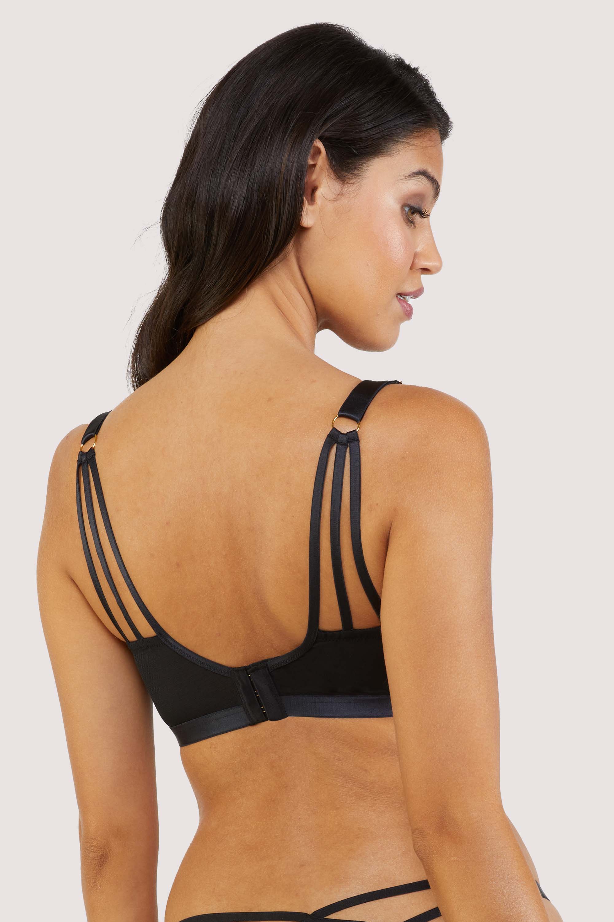 Pippa Black Deco Embroidered Caged Plunge Bra - Image 3