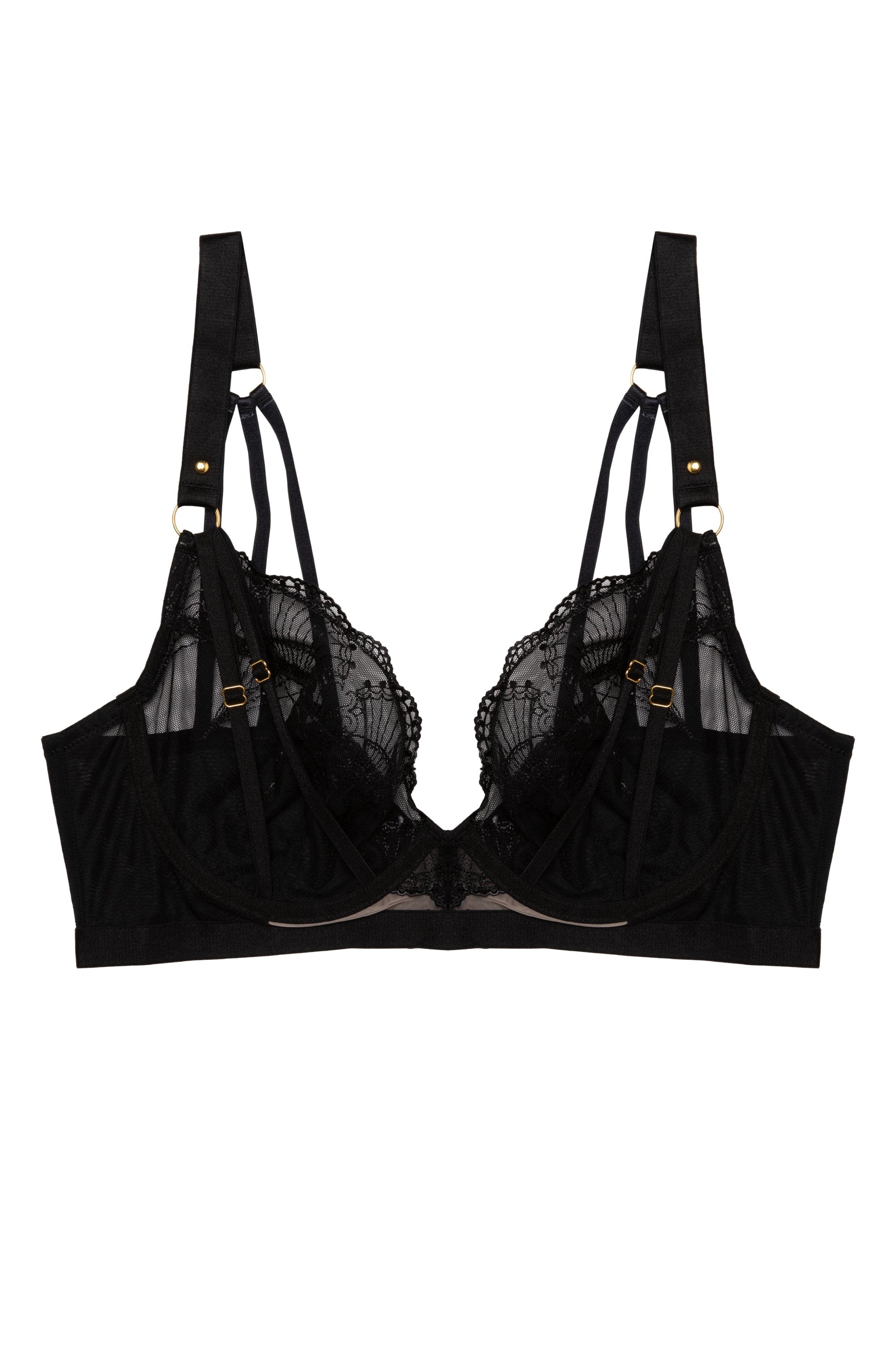Pippa Black Deco Embroidered Caged Plunge Bra - Image 5