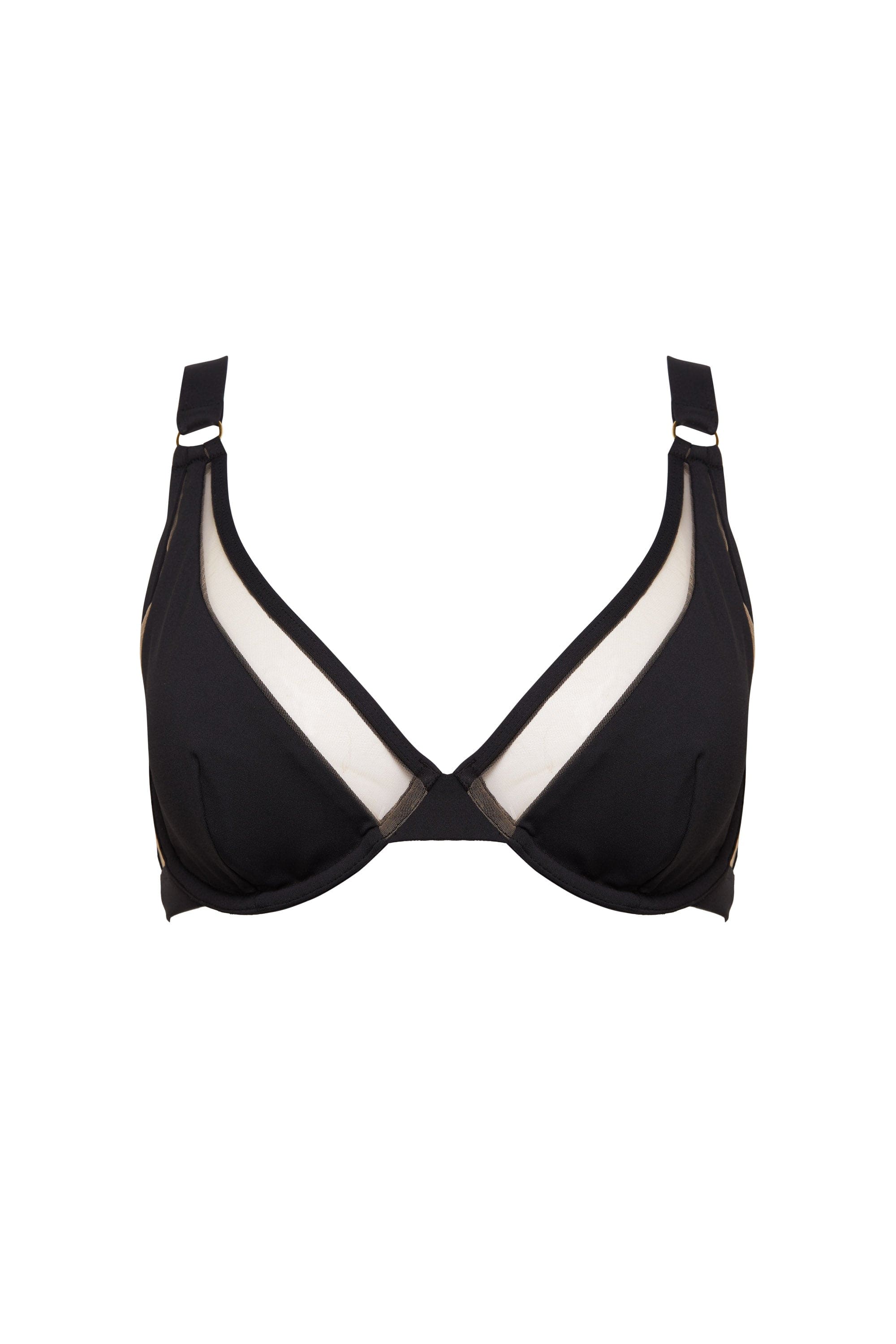Eloise Black and Nude Mesh Wired Triangle Bikini Top - Image 4