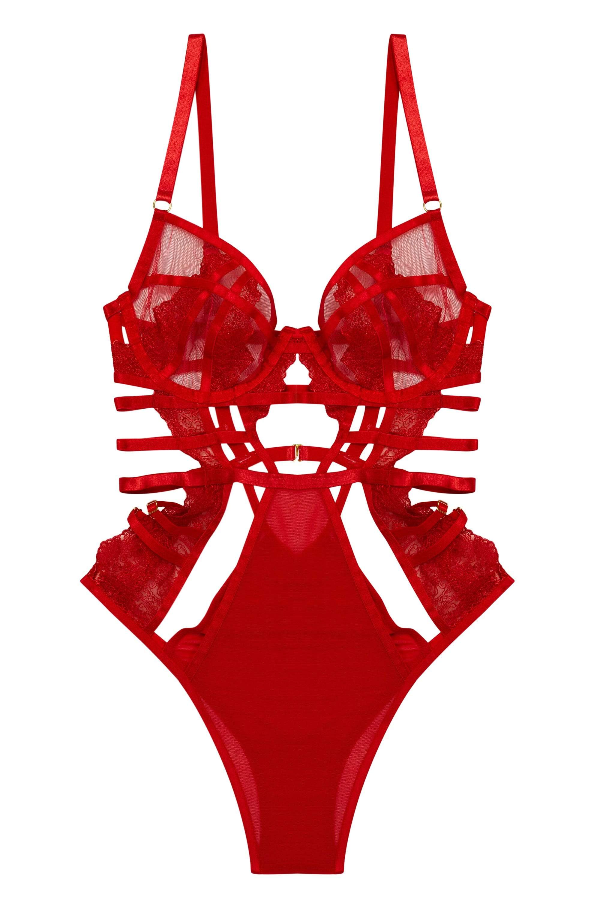 Armelle Red Cut Out Strappy Body - Image 4